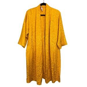AO.LA by Alice + Olivia Kalena Open-Front Jacquard Brocade Kimono Robe Gold M/L